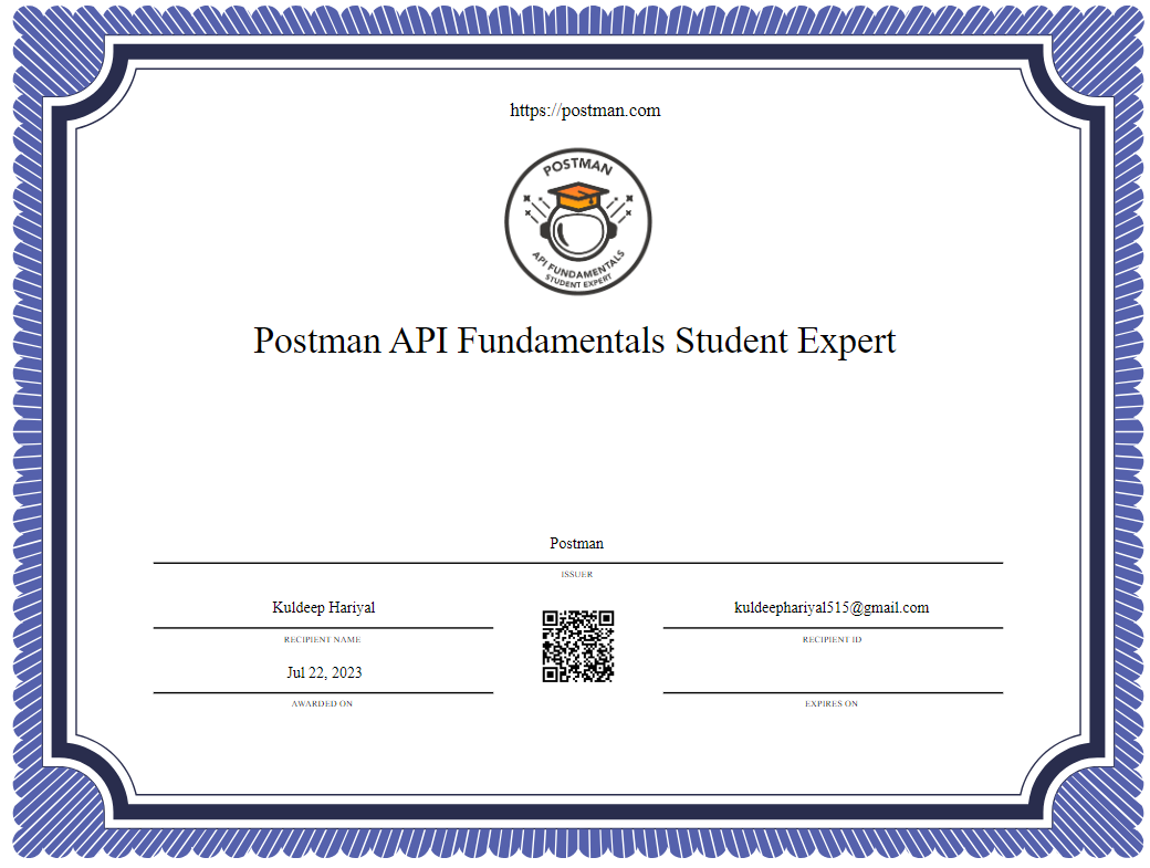 Postman certificate